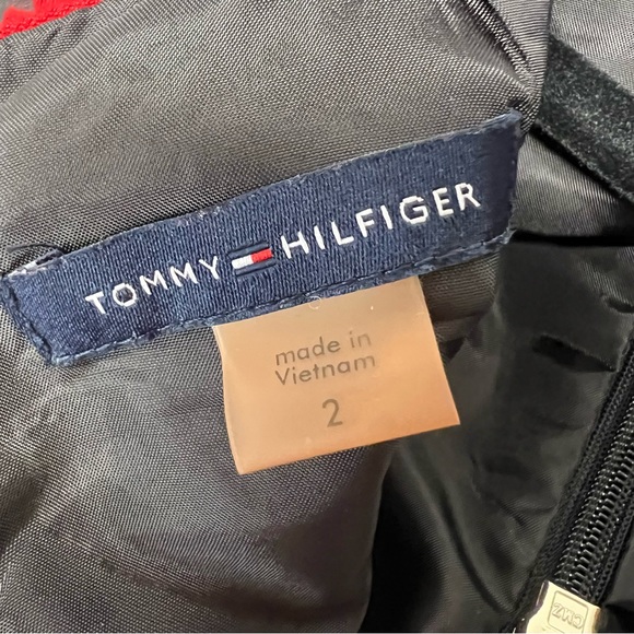 Tommy Hilfiger Floral Jacquard Dress Size 2 A Line Sleeveless Red and Black - Picture 9 of 11